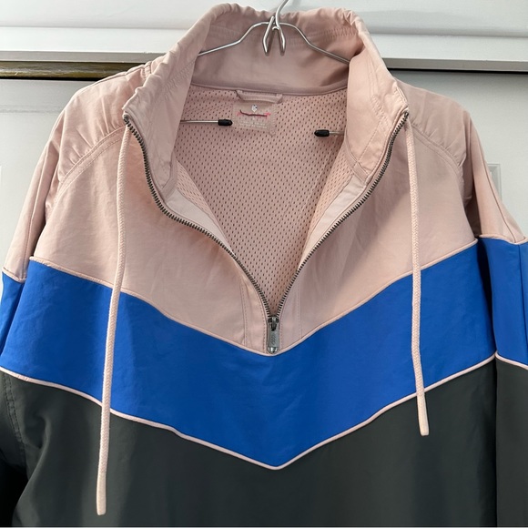 Free People Movement Walk The Line Colorblock Pullover in Blue/Pink Small - Picture 6 of 8